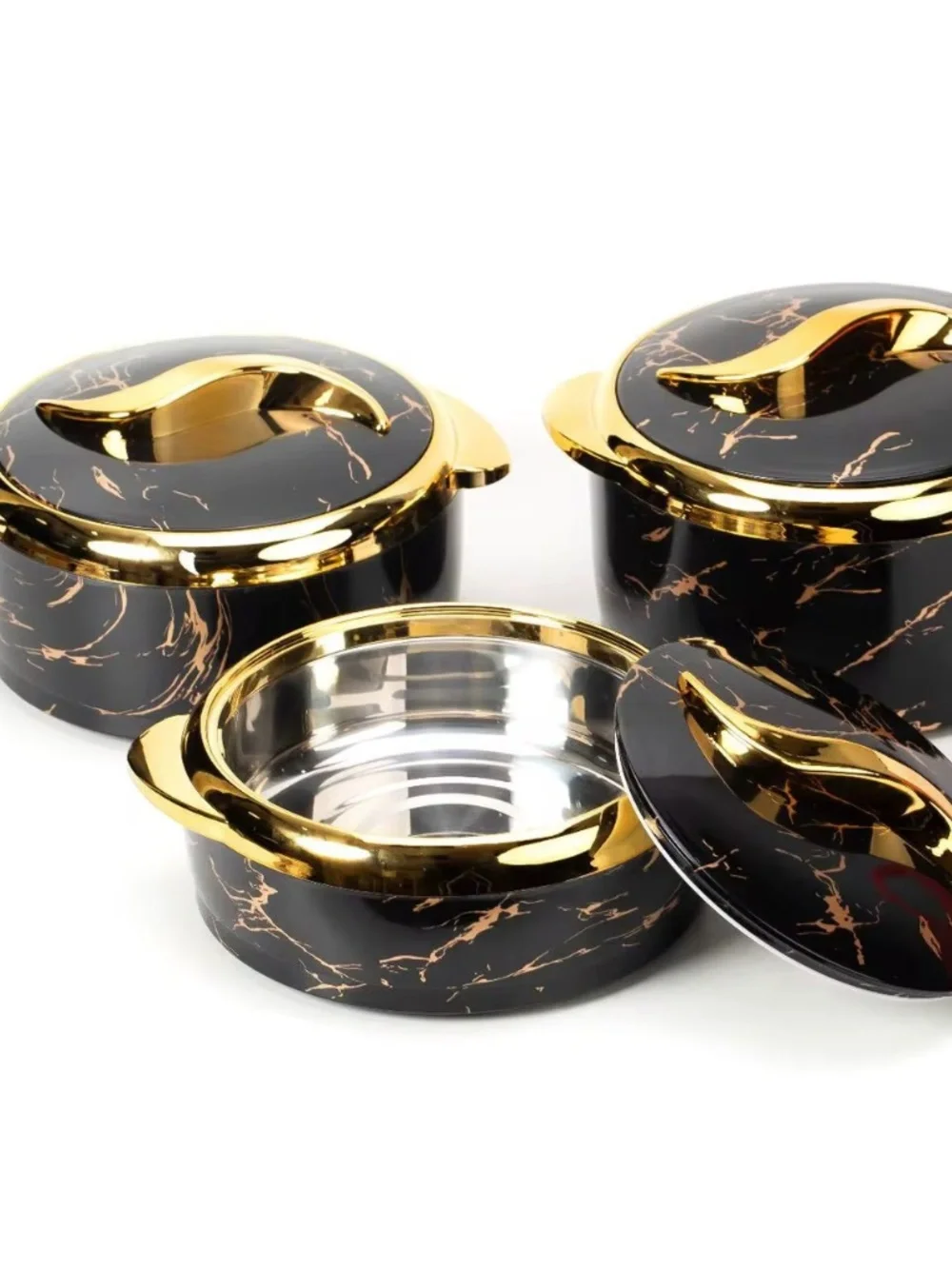 3Pcs Golden Touch Insulated Stainless-Steel Food Warmer